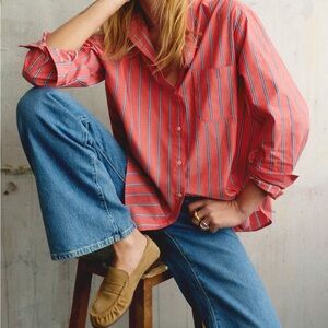 Sézane Max Shirt in Red Stripe Like New